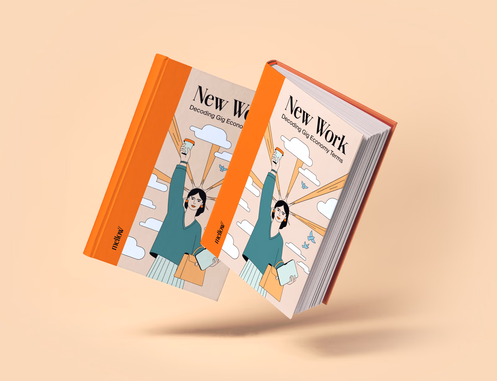 Two copies of the New Work book, front cover and spine