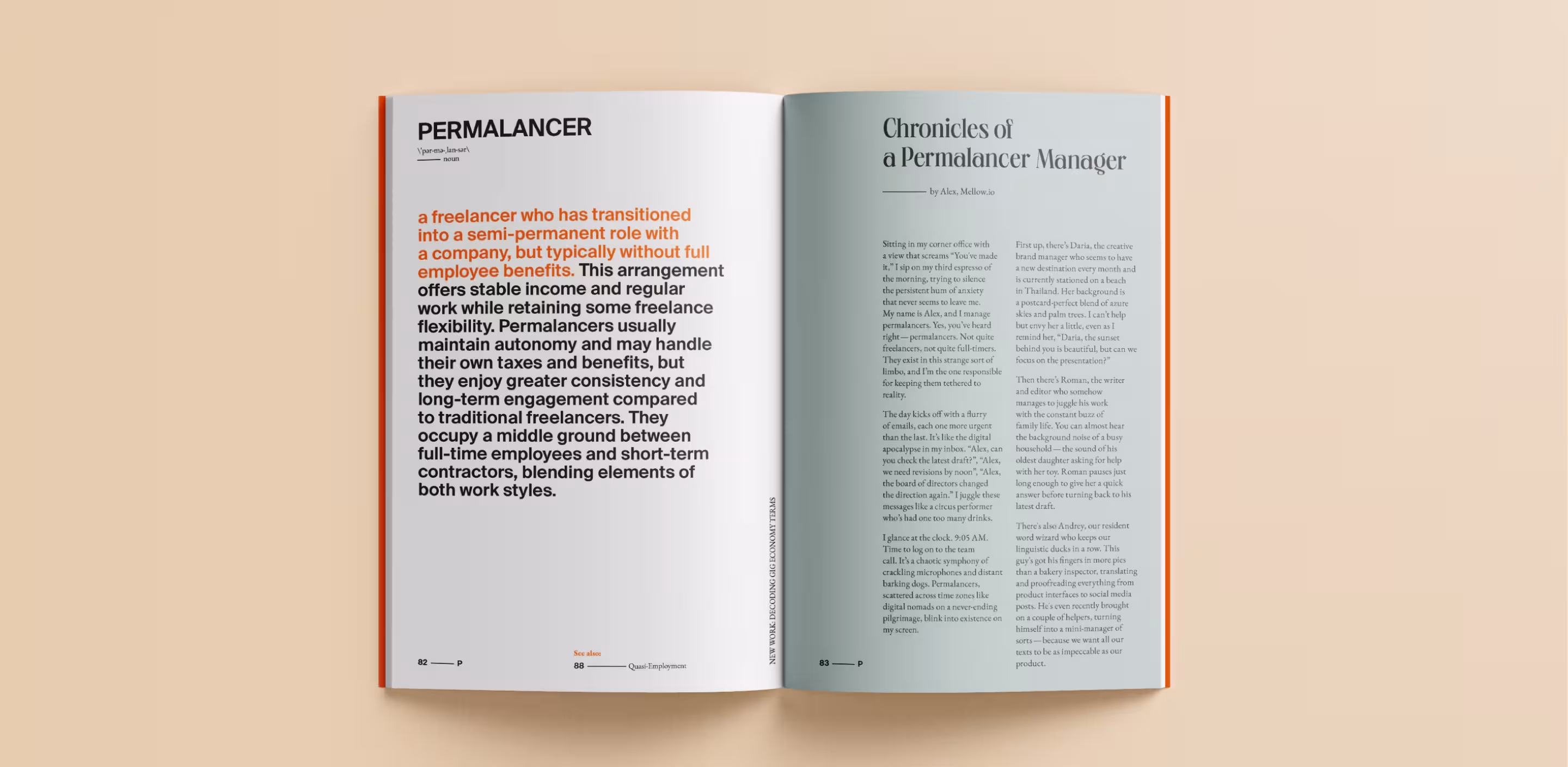 Spread from the New Work book