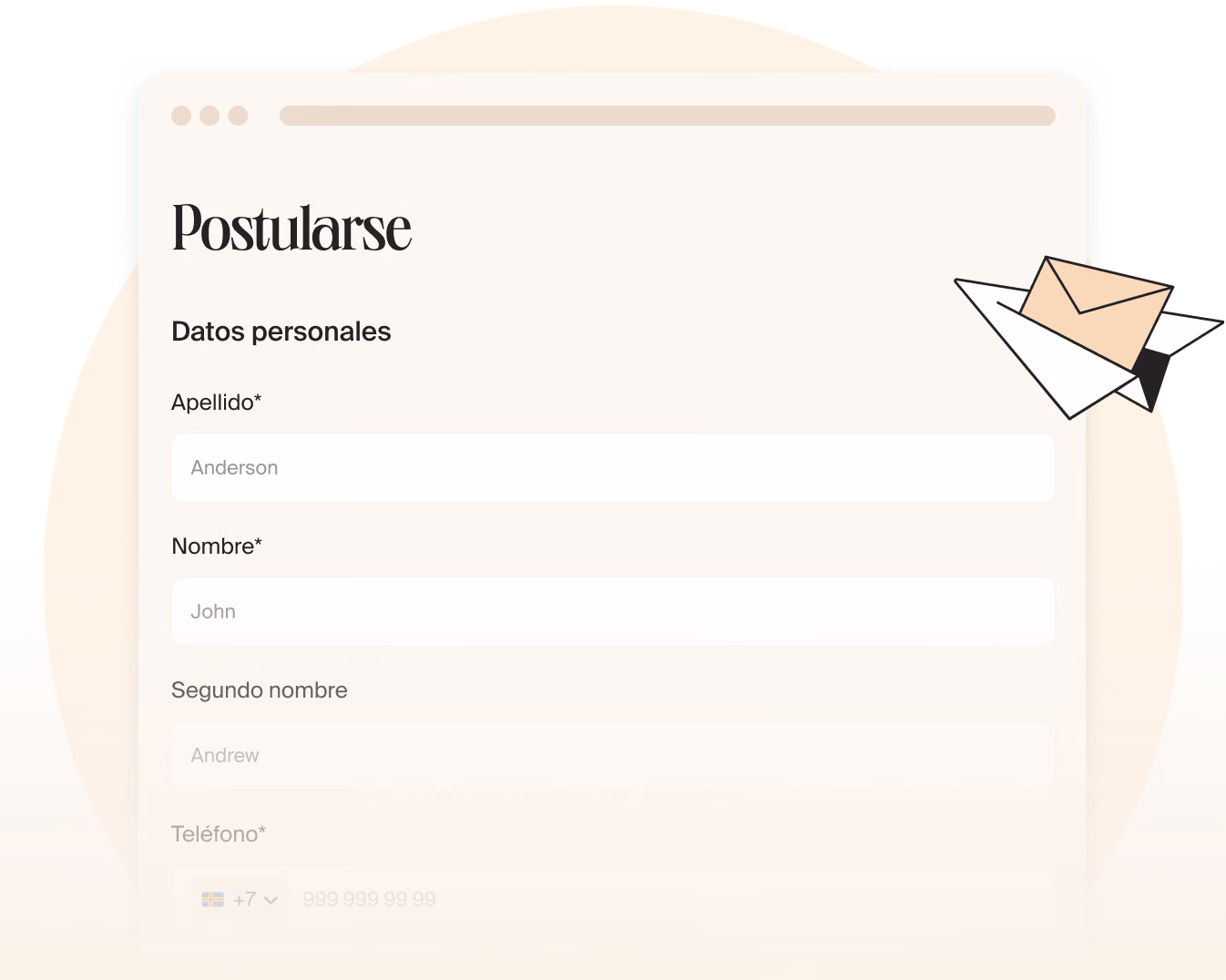 Formulario de postulación de Mellow con nombre, contacto y currículum