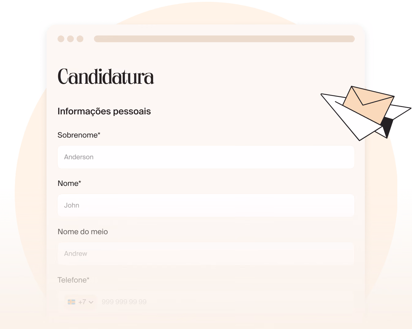 Formulário de candidatura da Mellow com nome, contato e currículo