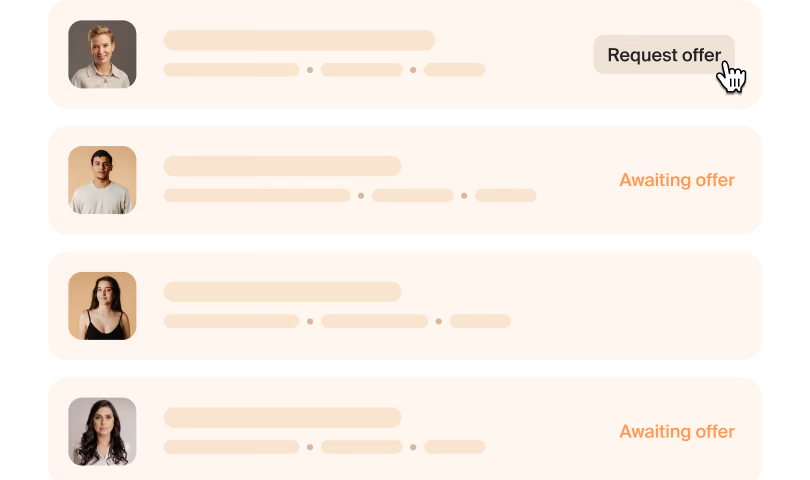 Candidate list with direct offers, no middleman