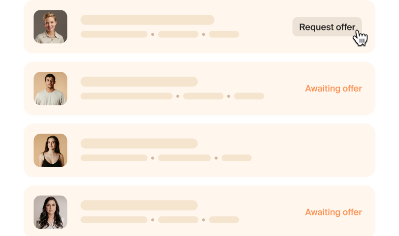 Candidate list with direct offers, no middleman