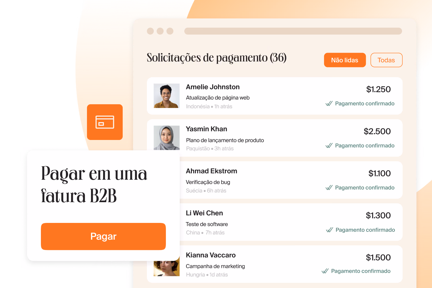 36 solicitações de pagamento de freelancers pagas com uma única fatura B2B