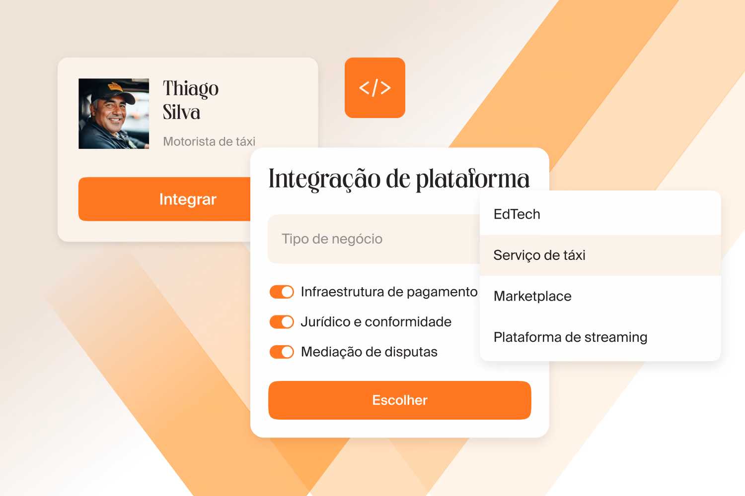 Integração de freelancers pela plataforma de acordo com o tipo de negócio
